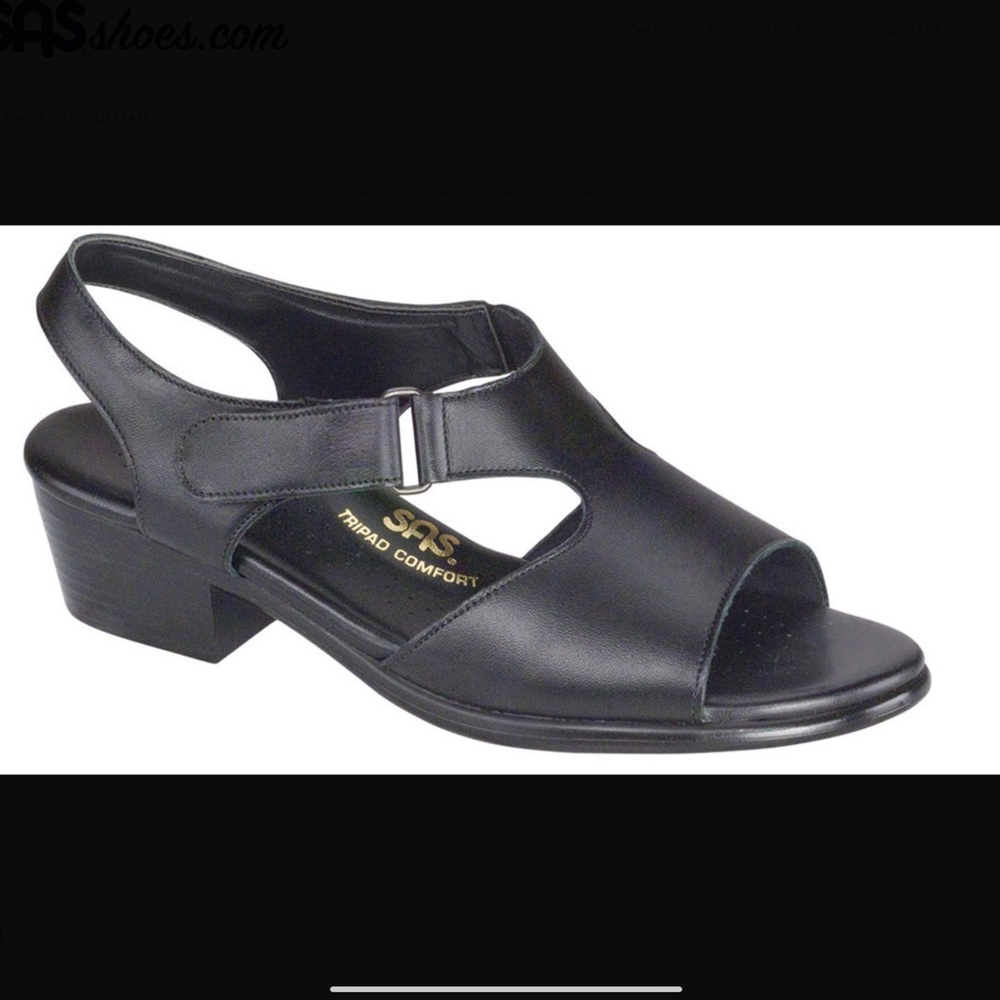 NWOT SAS ‘Suntimer’ Black Leather Sandals